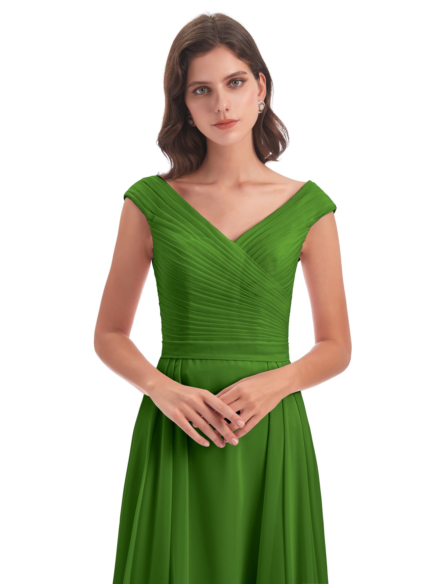 Saoirse Floor Length V-neck Chiffon Bridesmaid Dresses