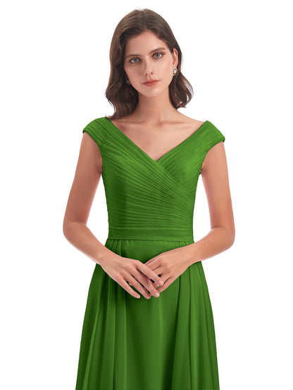 Saoirse Floor Length V-neck Chiffon Bridesmaid Dresses