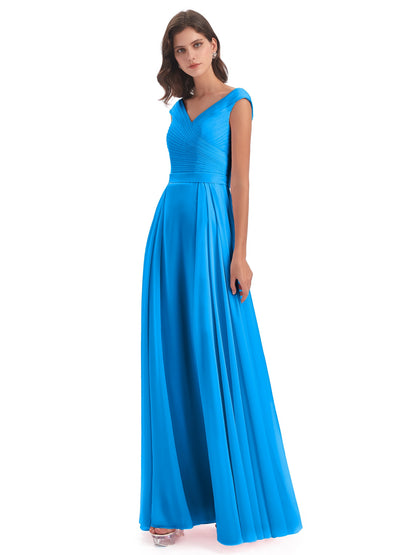 Saoirse Floor Length V-neck Chiffon Bridesmaid Dresses