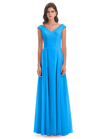 Saoirse Floor Length V-neck Chiffon Bridesmaid Dresses