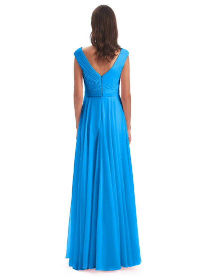 Saoirse Floor Length V-neck Chiffon Bridesmaid Dresses
