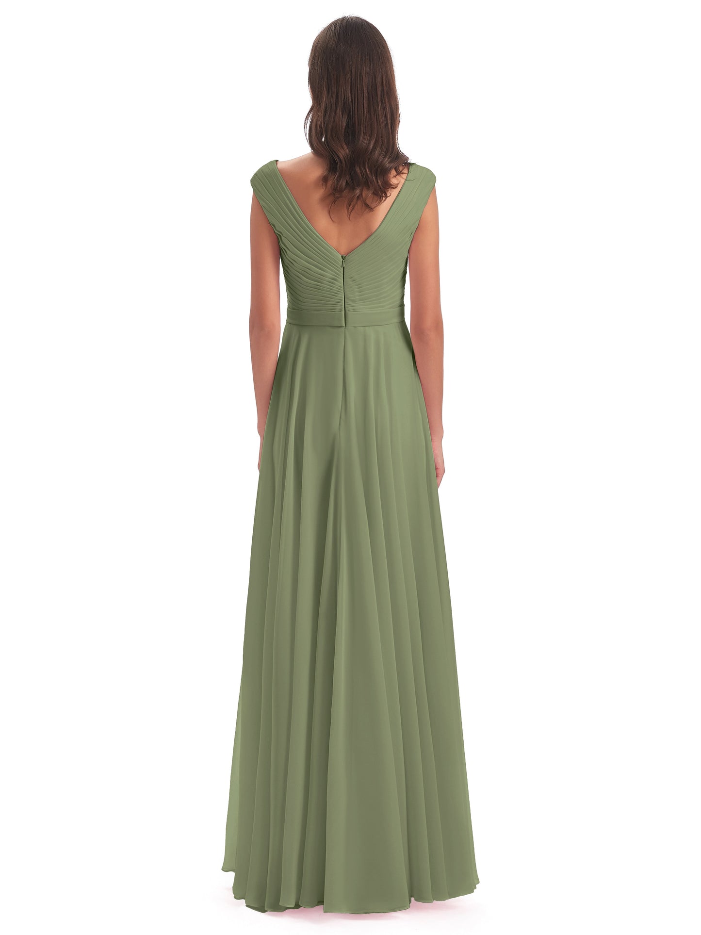 Saoirse Floor Length V-neck Chiffon Bridesmaid Dresses