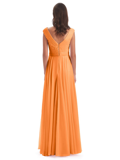Saoirse Floor Length V-neck Chiffon Bridesmaid Dresses