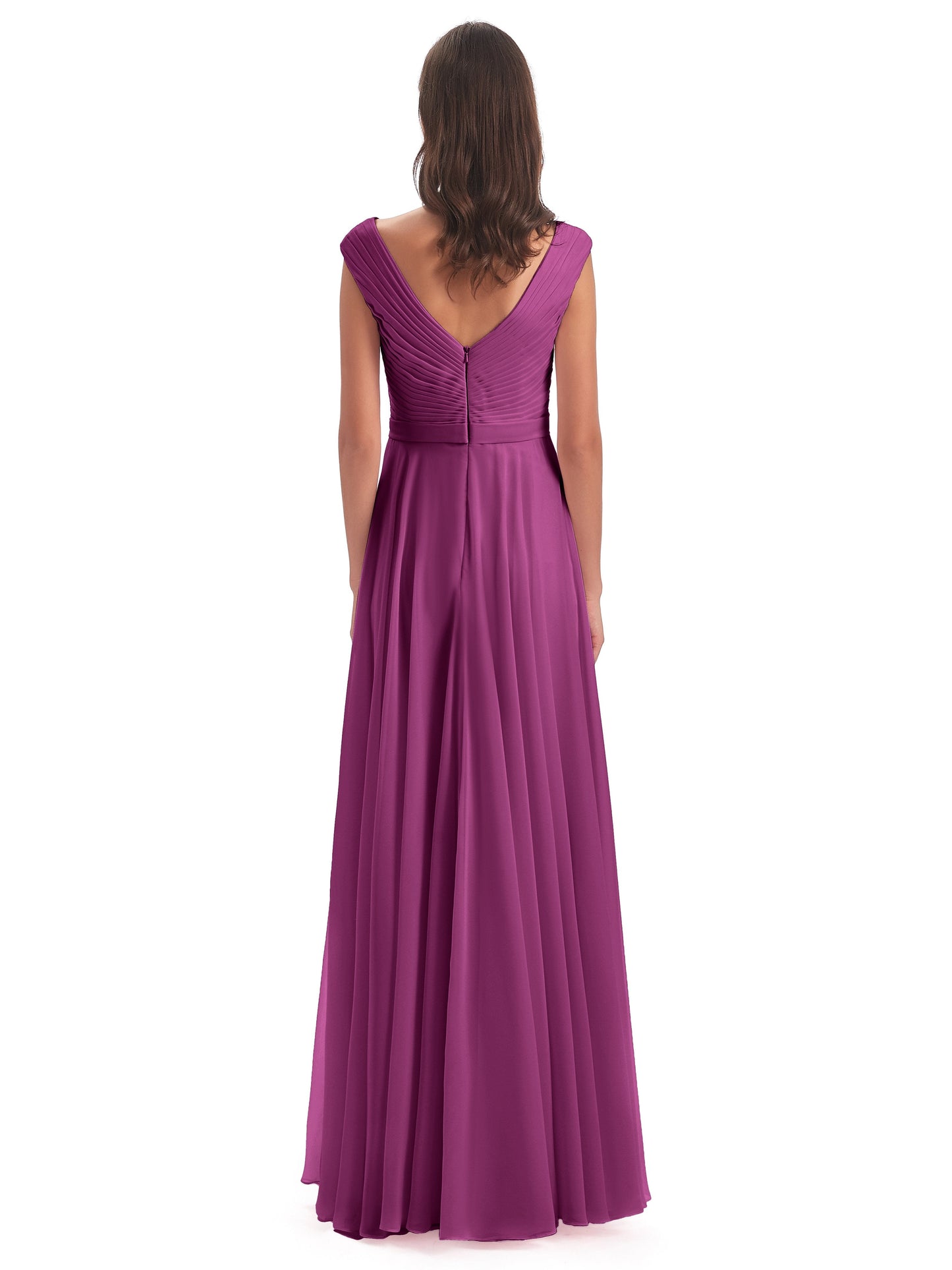 Saoirse Floor Length V-neck Chiffon Bridesmaid Dresses