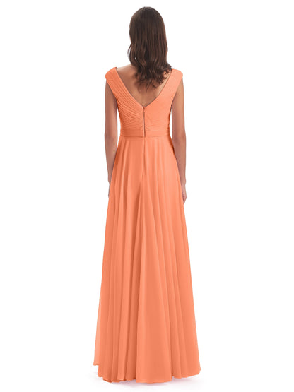 Saoirse Floor Length V-neck Chiffon Bridesmaid Dresses