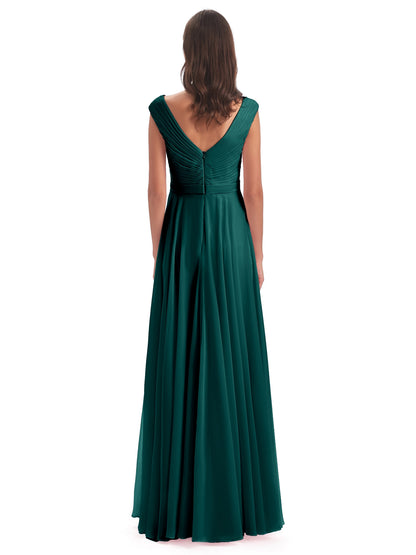 Saoirse Floor Length V-neck Chiffon Bridesmaid Dresses
