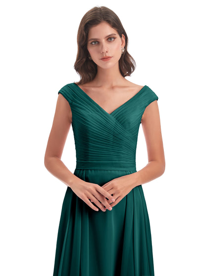 Saoirse Floor Length V-neck Chiffon Bridesmaid Dresses