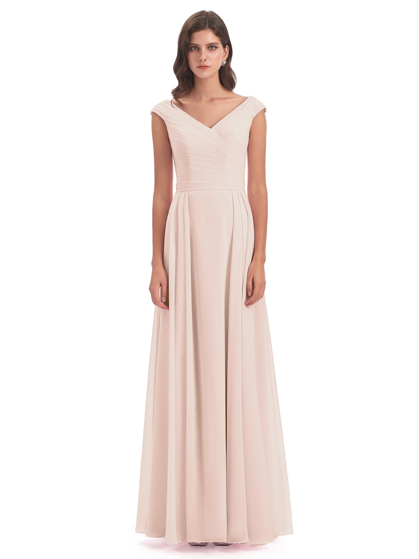 Saoirse Floor Length V-neck Chiffon Bridesmaid Dresses