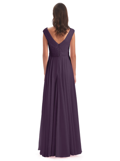Saoirse Floor Length V-neck Chiffon Bridesmaid Dresses