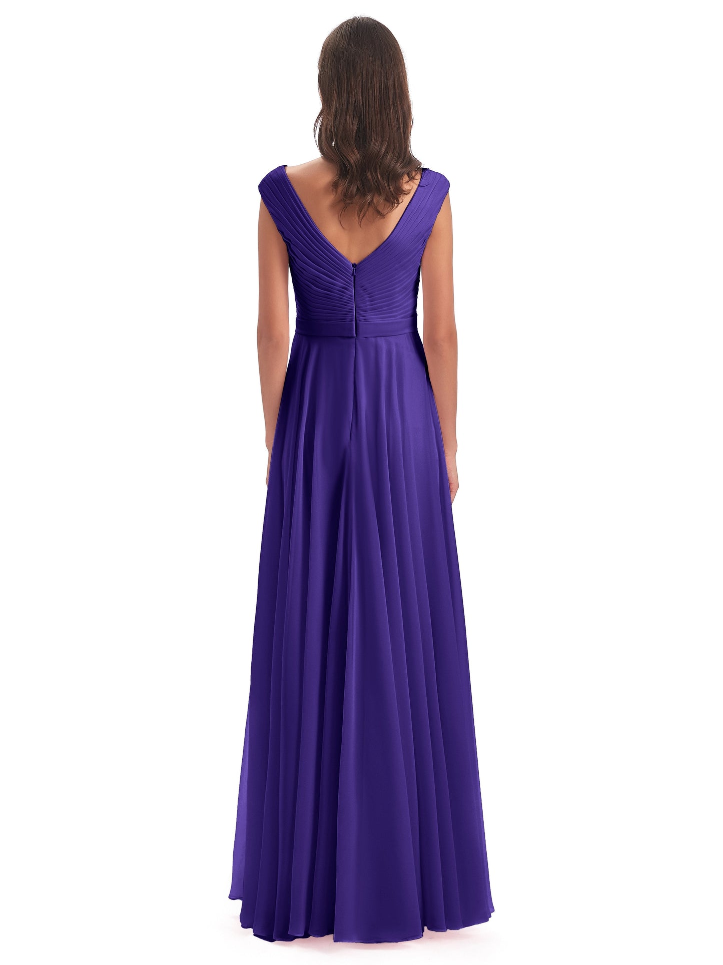 Saoirse Floor Length V-neck Chiffon Bridesmaid Dresses