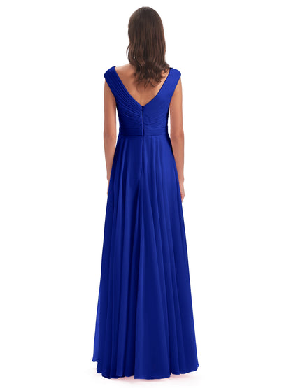 Saoirse Floor Length V-neck Chiffon Bridesmaid Dresses