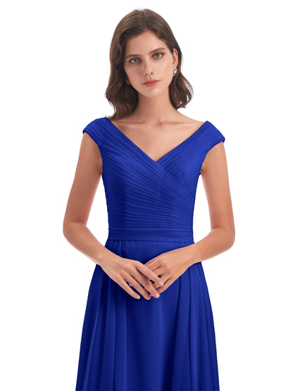 Saoirse Floor Length V-neck Chiffon Bridesmaid Dresses