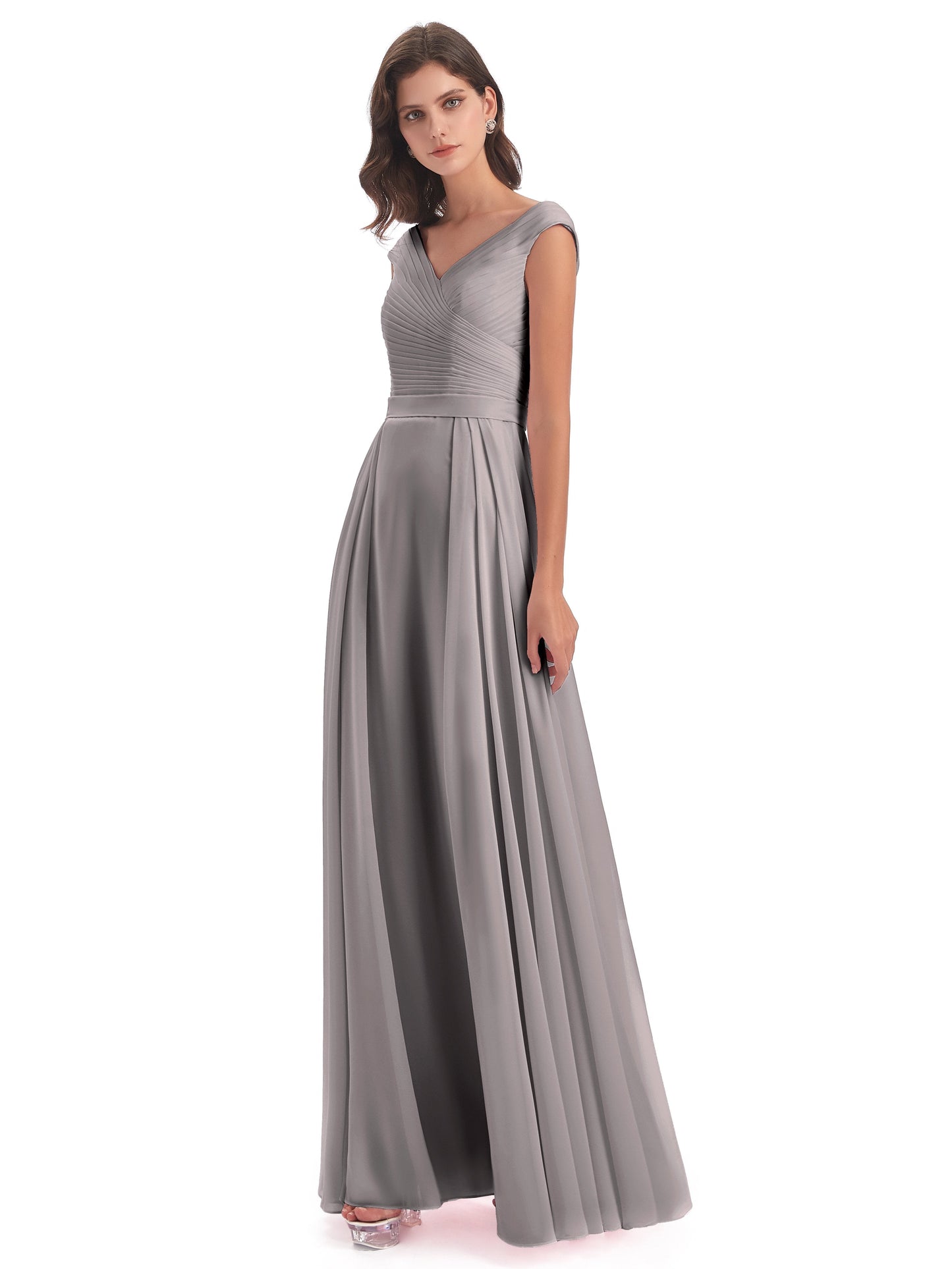 Saoirse Floor Length V-neck Chiffon Bridesmaid Dresses