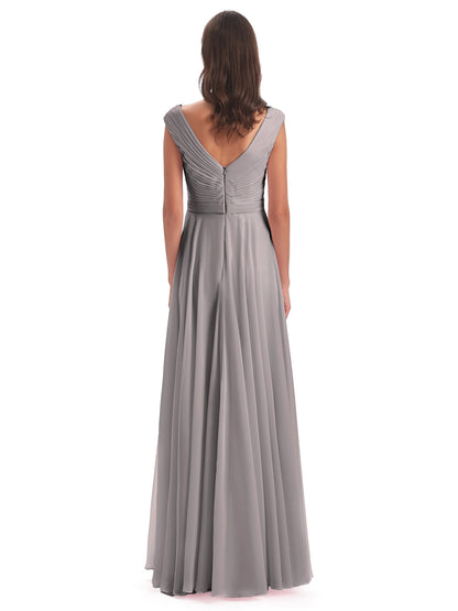 Saoirse Floor Length V-neck Chiffon Bridesmaid Dresses