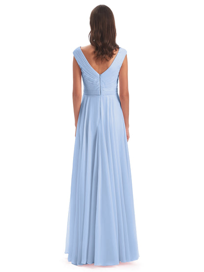 Saoirse Floor Length V-neck Chiffon Bridesmaid Dresses