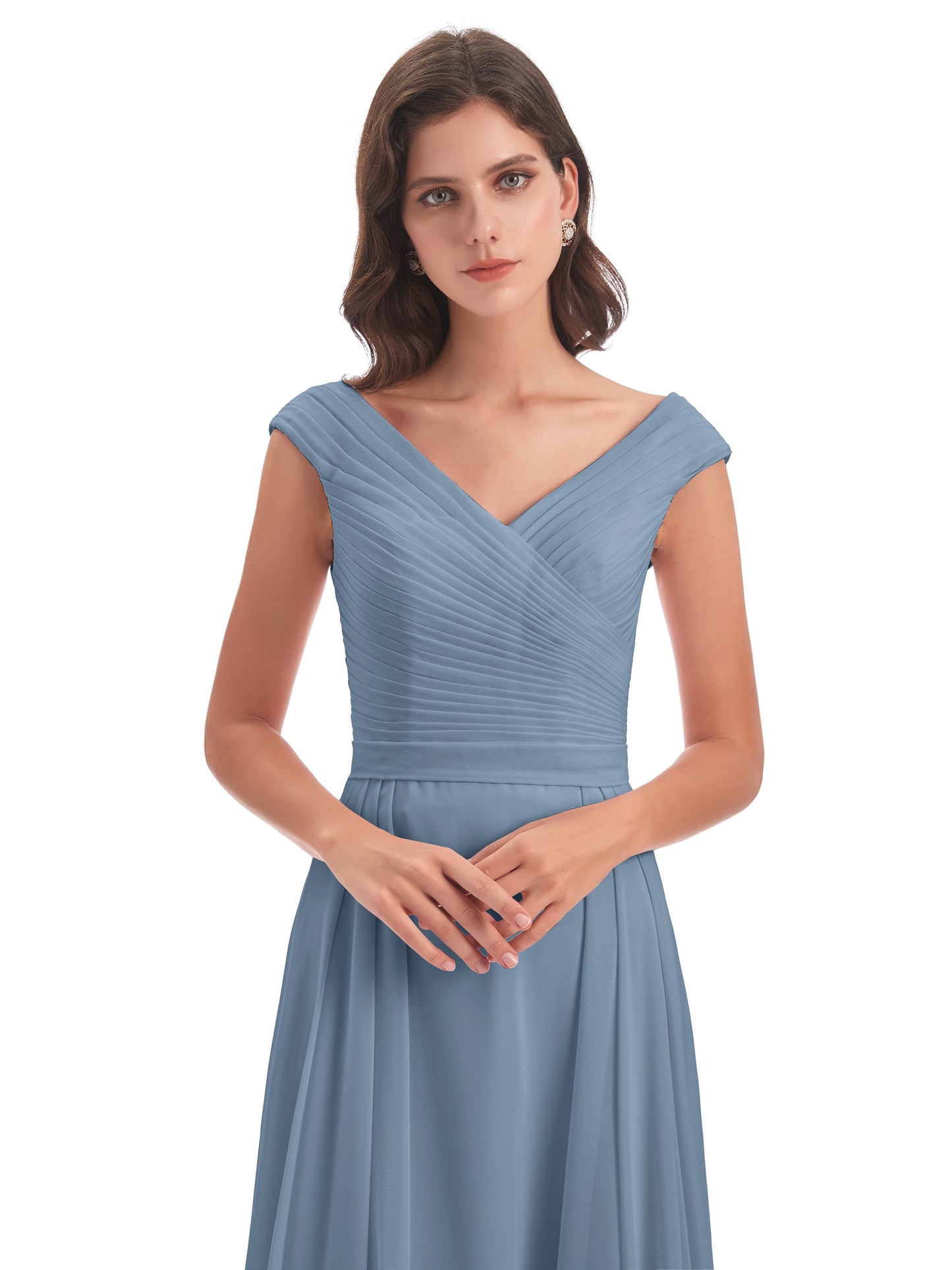 Saoirse Floor Length V-neck Chiffon Bridesmaid Dresses