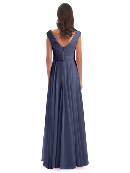 Saoirse Floor Length V-neck Chiffon Bridesmaid Dresses