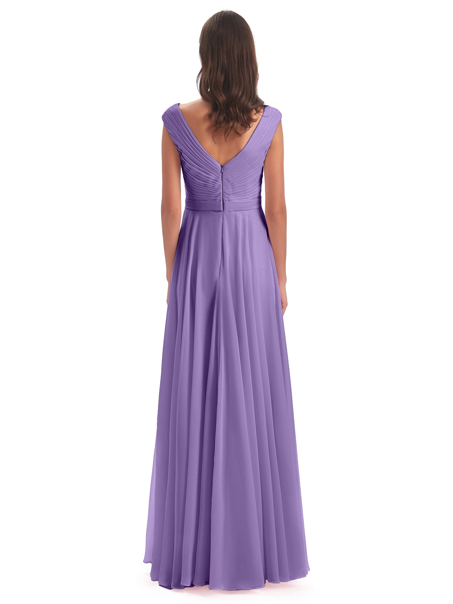 Saoirse Floor Length V-neck Chiffon Bridesmaid Dresses