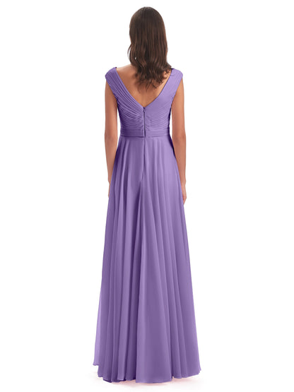 Saoirse Floor Length V-neck Chiffon Bridesmaid Dresses