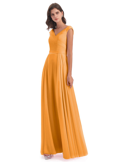 Saoirse Floor Length V-neck Chiffon Bridesmaid Dresses