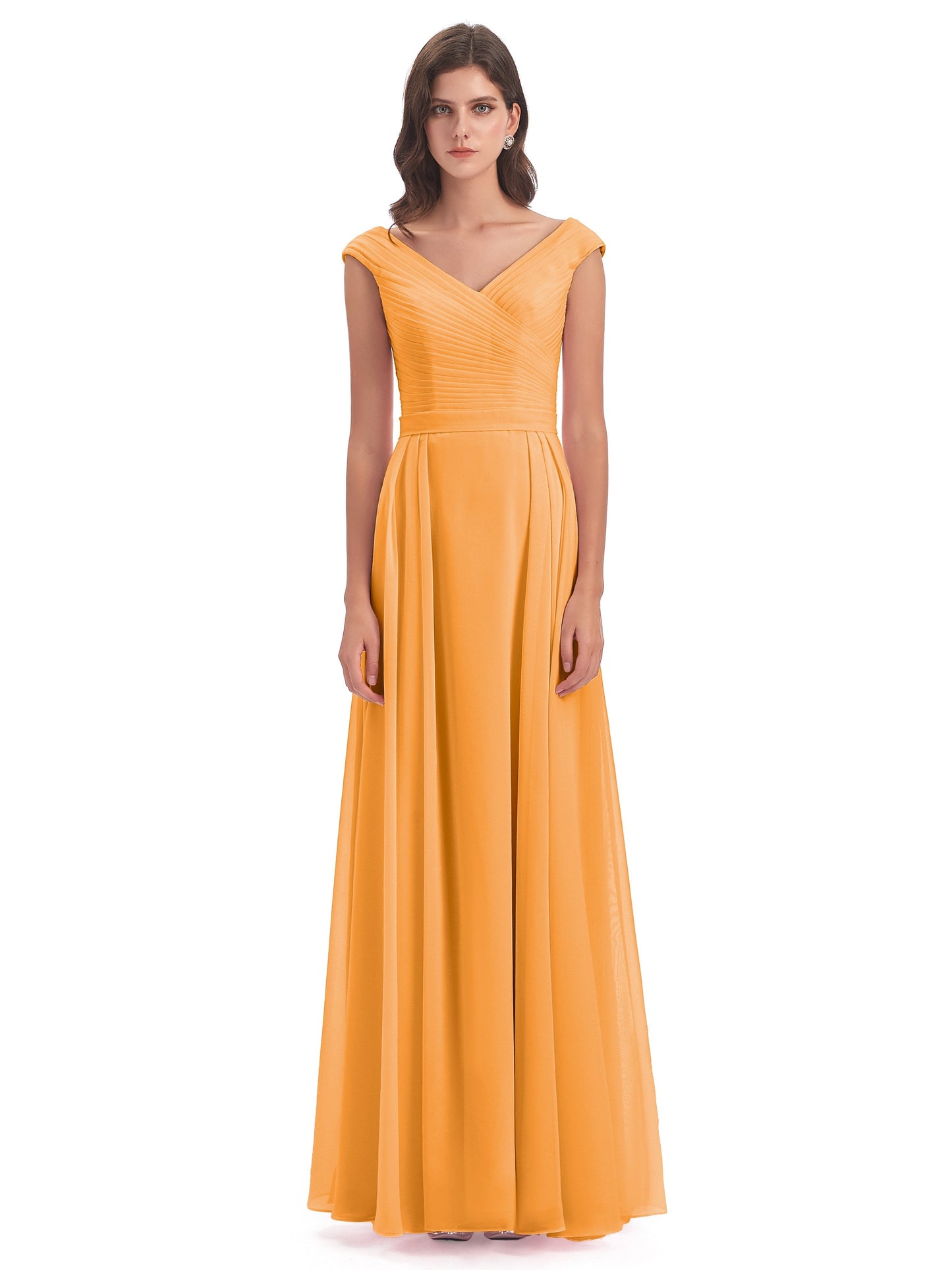 Saoirse Floor Length V-neck Chiffon Bridesmaid Dresses