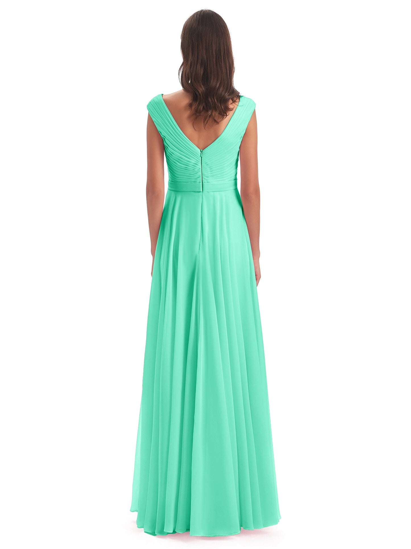 Saoirse Floor Length V-neck Chiffon Bridesmaid Dresses