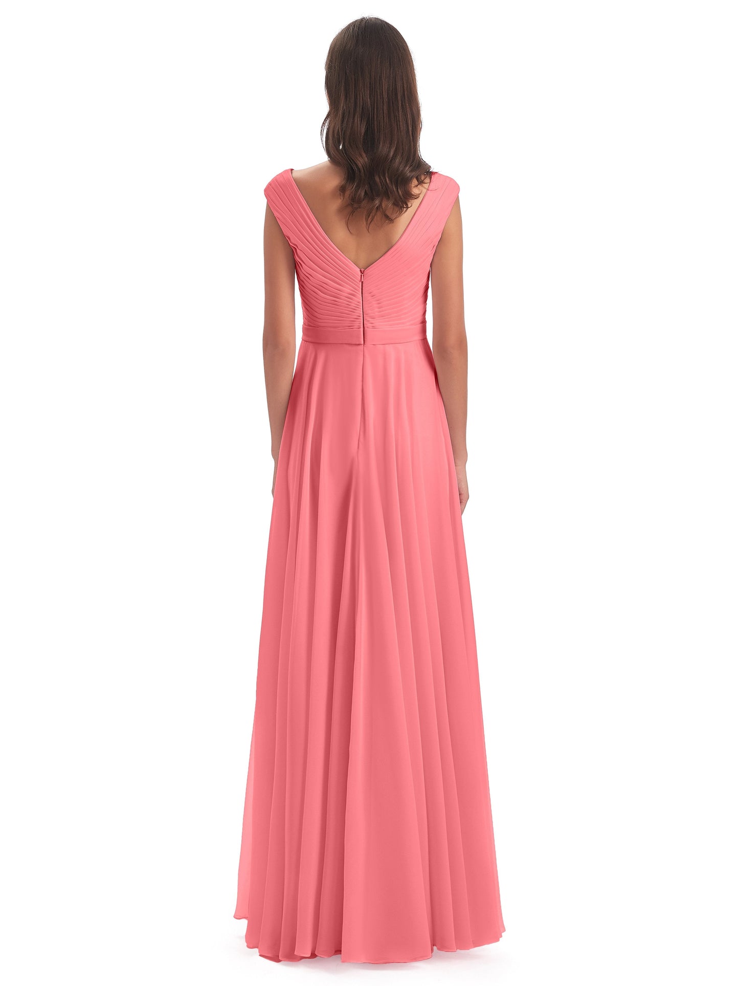 Saoirse Floor Length V-neck Chiffon Bridesmaid Dresses