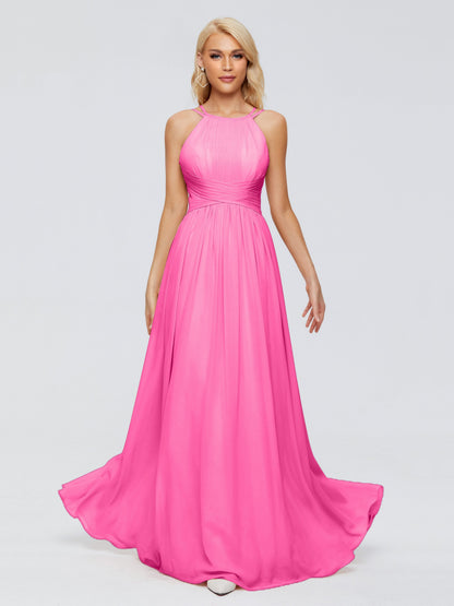 Sara Halter Ruched Long Chiffon Bridesmaid Dresses
