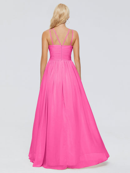 Sara Halter Ruched Long Chiffon Bridesmaid Dresses