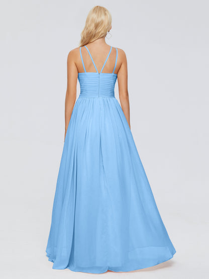 Sara Halter Ruched Long Chiffon Bridesmaid Dresses