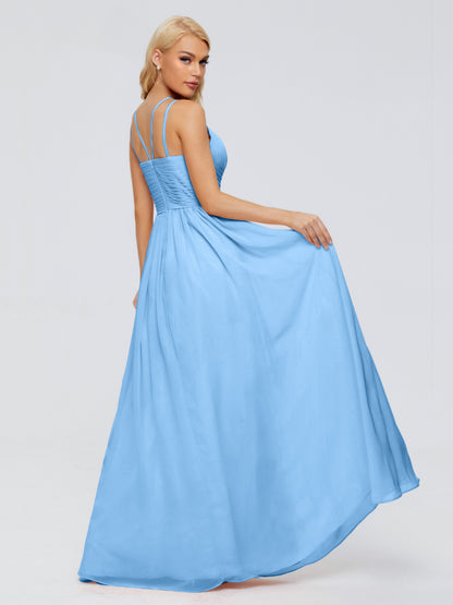 Sara Halter Ruched Long Chiffon Bridesmaid Dresses