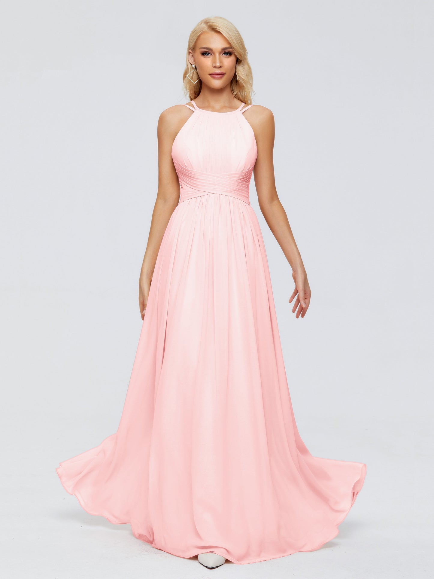 Sara Halter Ruched Long Chiffon Bridesmaid Dresses