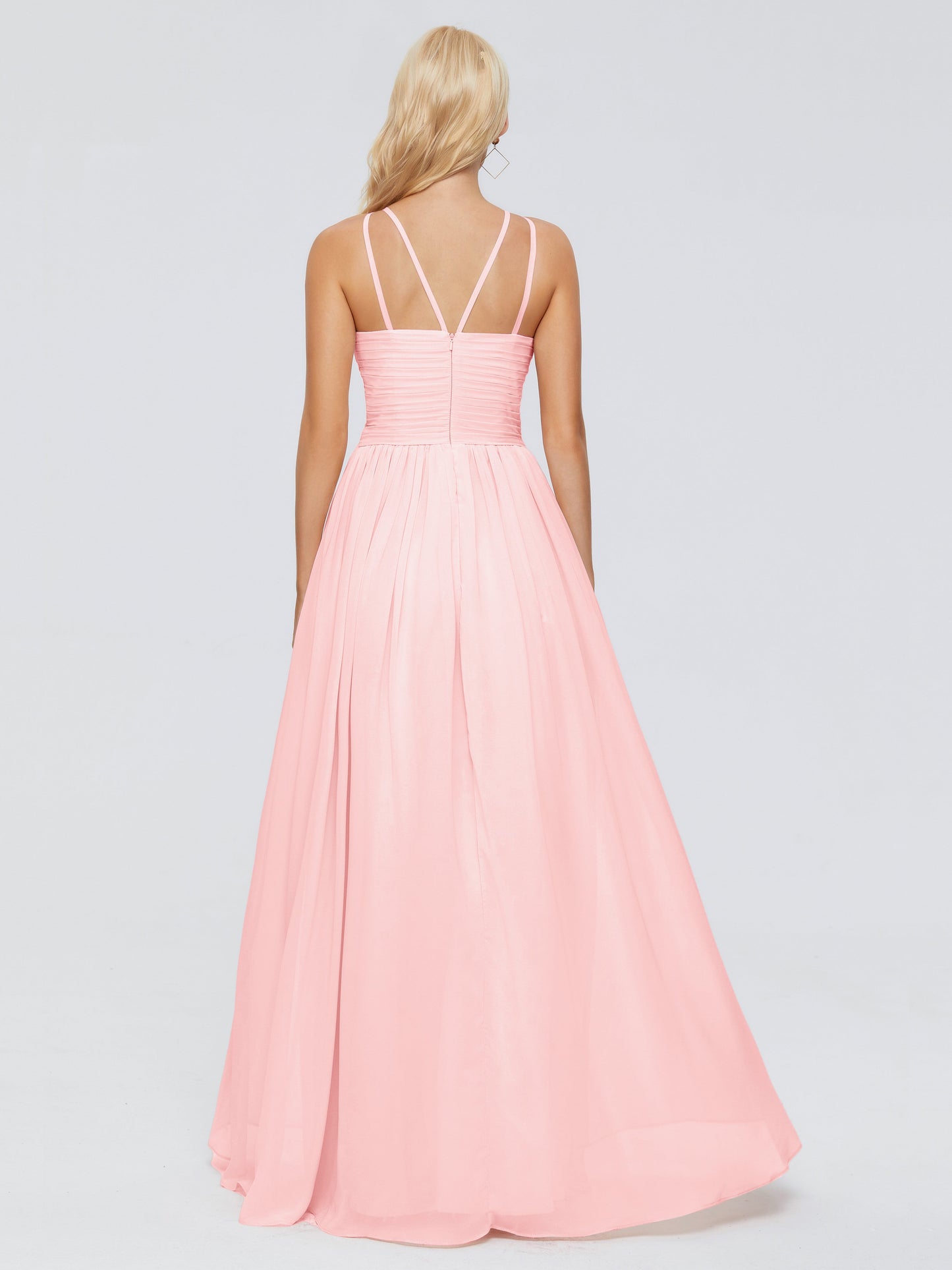 Sara Halter Ruched Long Chiffon Bridesmaid Dresses