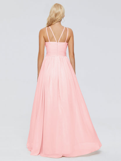 Sara Halter Ruched Long Chiffon Bridesmaid Dresses