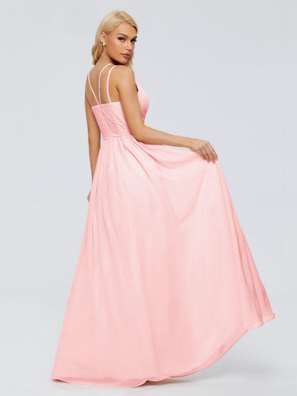 Sara Halter Ruched Long Chiffon Bridesmaid Dresses