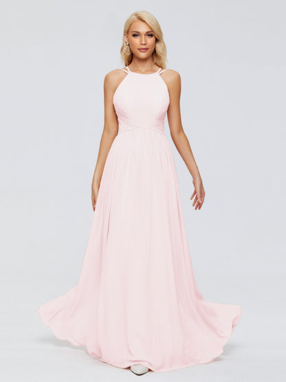 Sara Halter Ruched Long Chiffon Bridesmaid Dresses