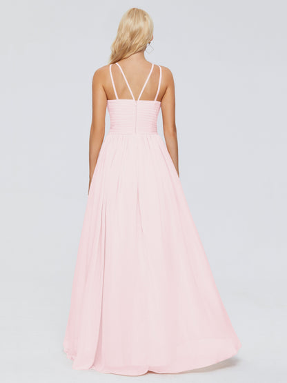 Sara Halter Ruched Long Chiffon Bridesmaid Dresses