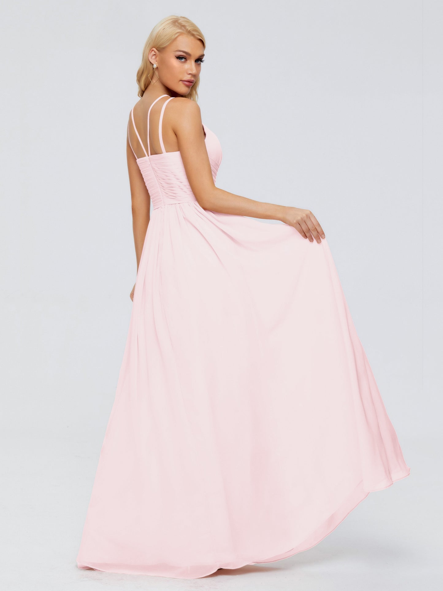 Sara Halter Ruched Long Chiffon Bridesmaid Dresses