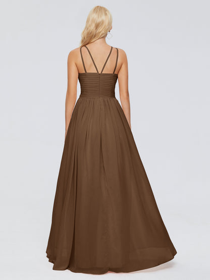 Sara Halter Ruched Long Chiffon Bridesmaid Dresses