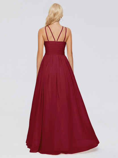 Sara Halter Ruched Long Chiffon Bridesmaid Dresses