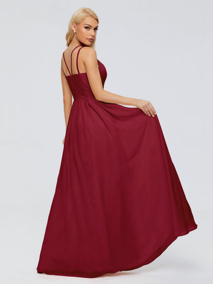 Sara Halter Ruched Long Chiffon Bridesmaid Dresses