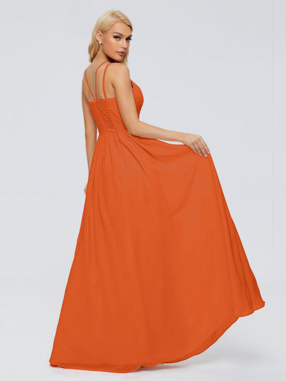 Sara Halter Ruched Long Chiffon Bridesmaid Dresses