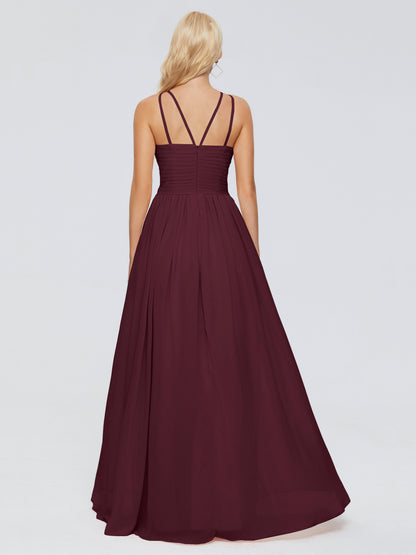 Sara Halter Ruched Long Chiffon Bridesmaid Dresses