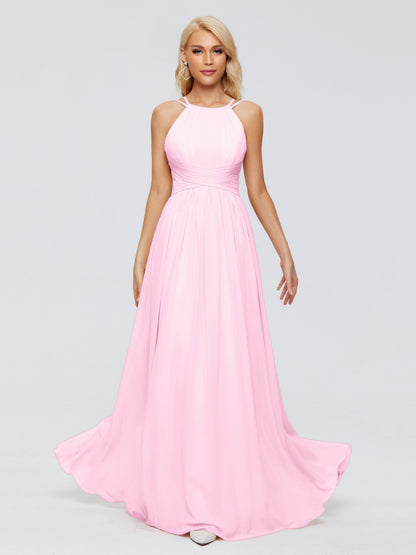 Sara Halter Ruched Long Chiffon Bridesmaid Dresses