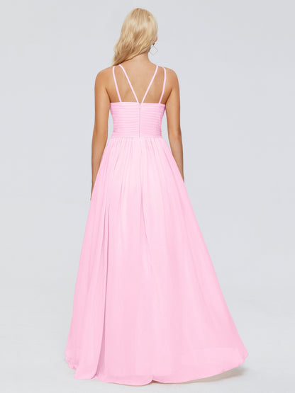 Sara Halter Ruched Long Chiffon Bridesmaid Dresses