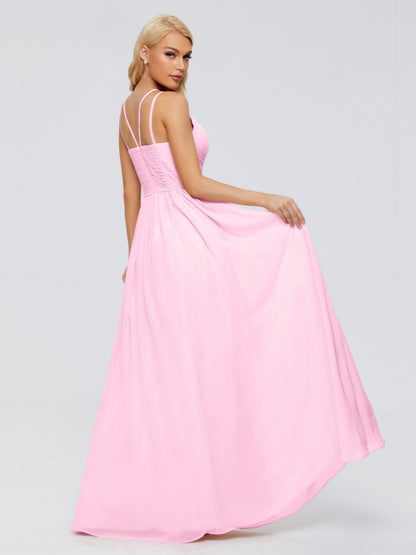 Sara Halter Ruched Long Chiffon Bridesmaid Dresses