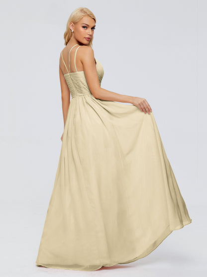 Sara Halter Ruched Long Chiffon Bridesmaid Dresses