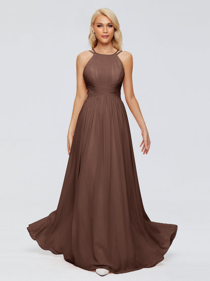 Sara Halter Ruched Long Chiffon Bridesmaid Dresses