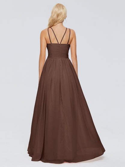 Sara Halter Ruched Long Chiffon Bridesmaid Dresses