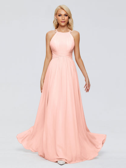 Sara Halter Ruched Long Chiffon Bridesmaid Dresses